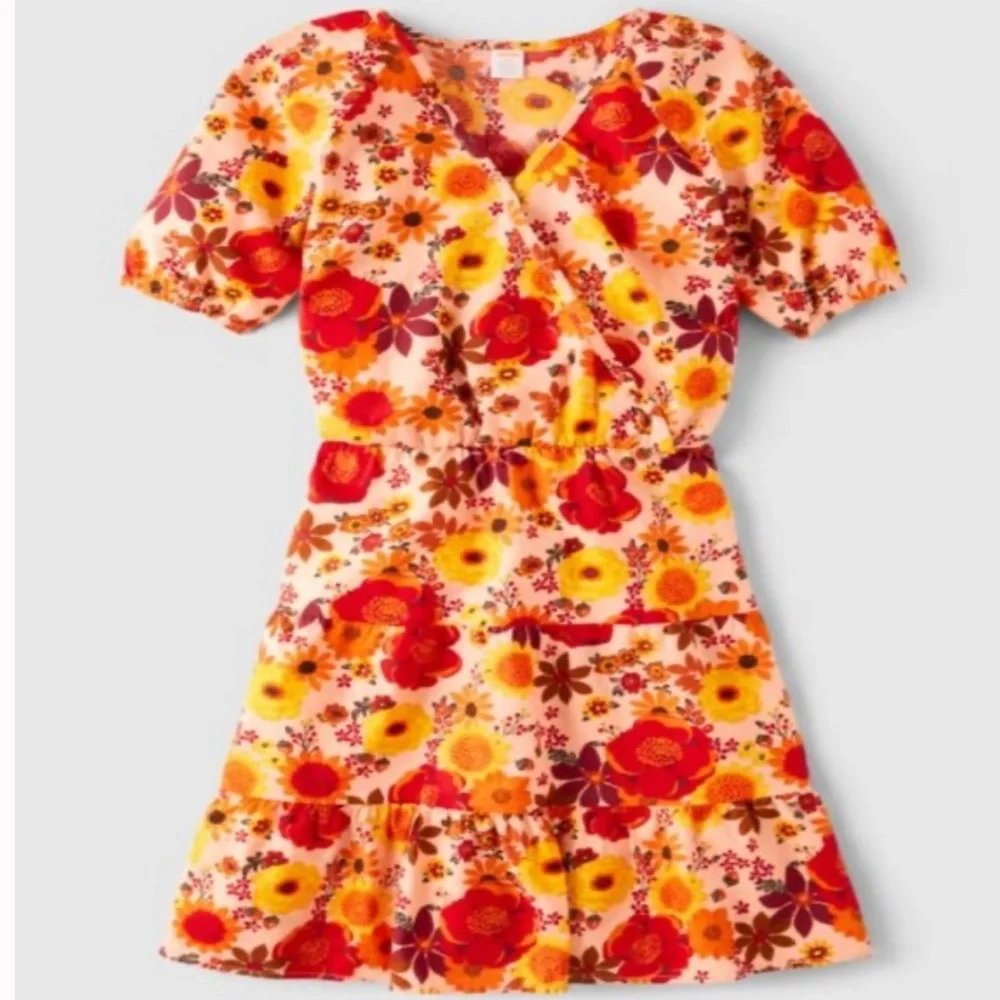 NWT Gymboree | Girls Orange/Yellow/Red Floral Short Sleeve Happy Harvest Dress 8